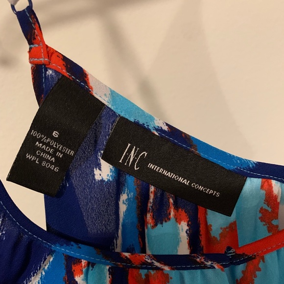 INC * Red White Blue Pattern Tank Top Size 6 - Picture 4 of 4